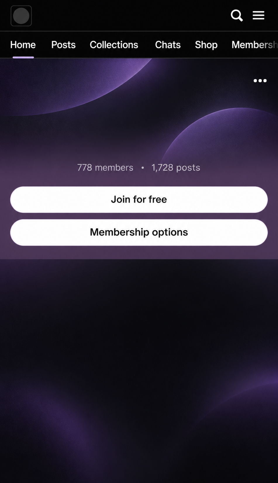Anonymized Patreon page showing 778 members and 1,728 posts